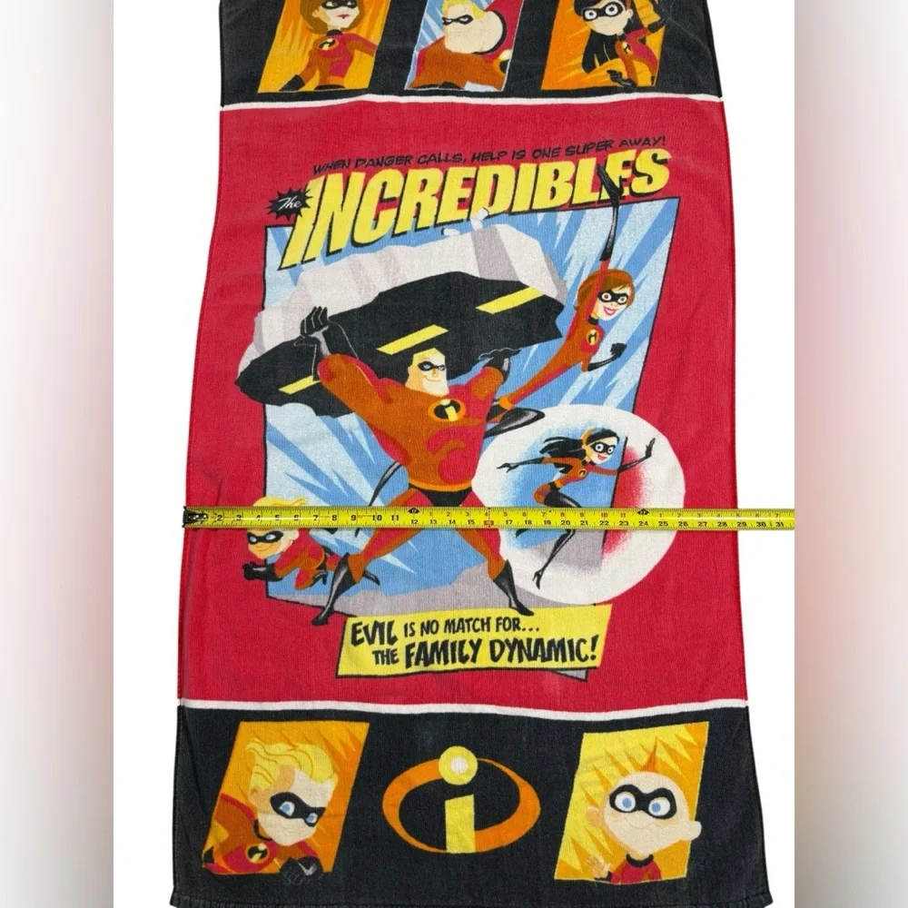 Disney Pixar The Incredibles Beach Towel Cotton Pool Superhero Cartoon VTG Y2K